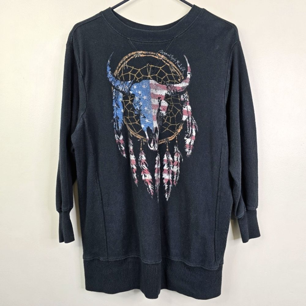 Denim & Supply Ralph Lauren Steer Skull Dreamcatcher Oversized Sweatshirt XS-S